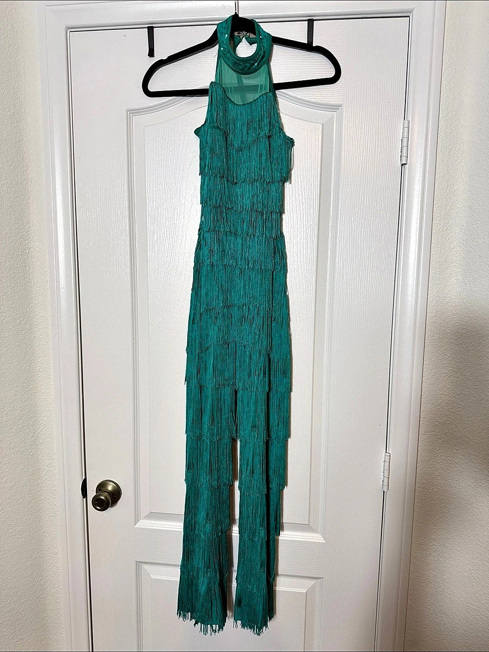 Weissman Fringe Dance Jumpsuit in Teal Child Large - Adult XS